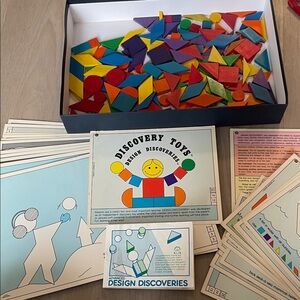 1980s Design Discoveries Colorful Geometric Shape Learning Puzzle Set